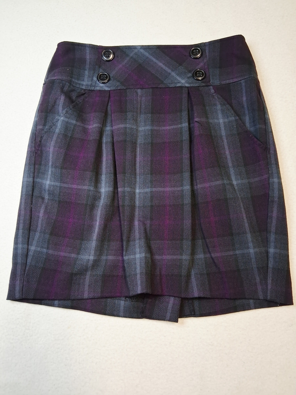 Y2K Junior Women’s Plaid Pleated Mini Skirt - Purple/Gray